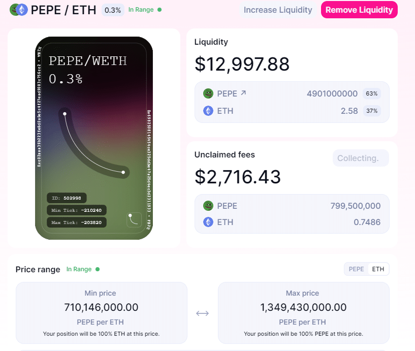 pepe ethereum uniswap trading pool