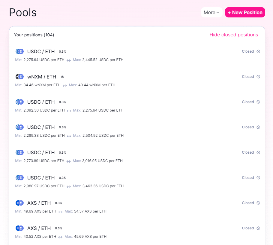 uniswap trading pools